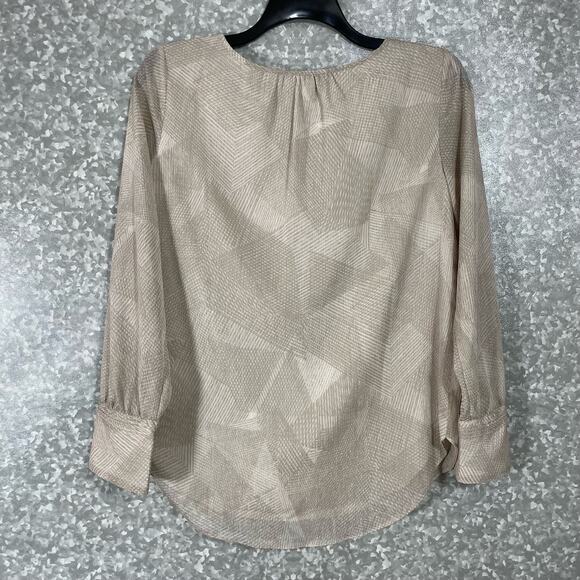 H Halston Women's Tan & Gold Metallic Glam Blouse - Size Small - Smocked Front - Picture 7 of 7